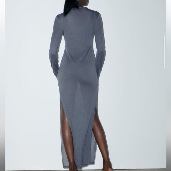 Zara Grey Sheer Dress - Picture 8 of 12